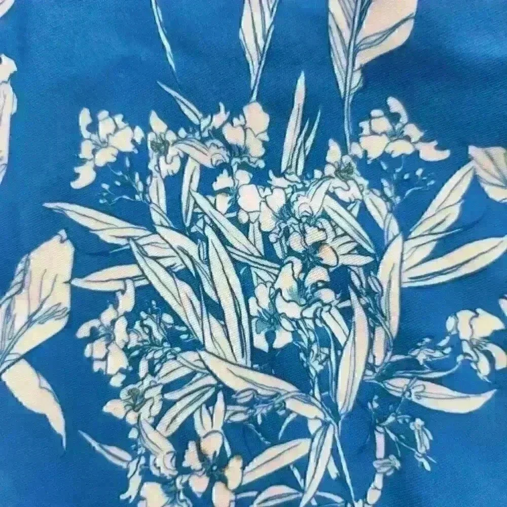 NWOT Sky Blue & White XL Swimdress‎ Top Only Wide Lace Band Gathered Shoulders